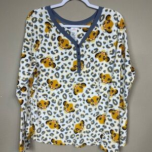Disney the Lion King Simba Pajama Lounge long‎ sleeve top shirt, sz XL